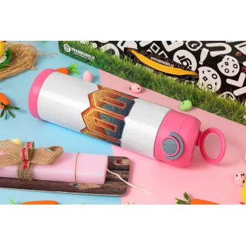 DOOM, Easter candle, Childrens hot water bottle, stainless steel, with safety straw, PINK (500ml)