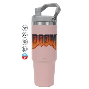 DOOM, ΡΟΖ χρώματος Θερμός Ανοξείδωτο 890ml (30oz) με χερούλι