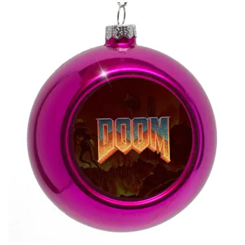 DOOM, Purple Christmas tree ornament bauble 8cm