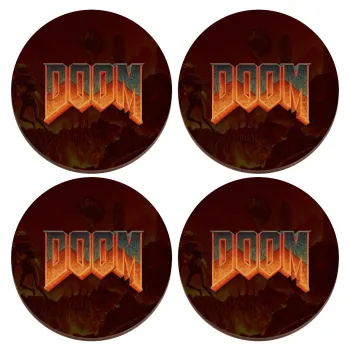 DOOM, ΣΕΤ x4 Σουβέρ ξύλινα στρογγυλά plywood (9cm)