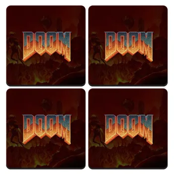DOOM, ΣΕΤ 4 Σουβέρ ξύλινα τετράγωνα (9cm)