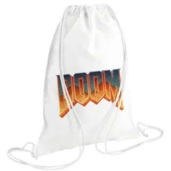 DOOM, Τσάντα πλάτης πουγκί GYMBAG λευκή (28x40cm)