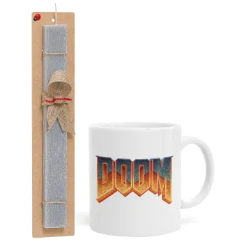 DOOM, Easter Set, Ceramic Cup (330ml) & Easter aromatic flat candle (30cm) (GRAY)