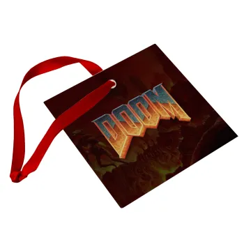 DOOM, Christmas ornament, glass square ornament 9x9cm