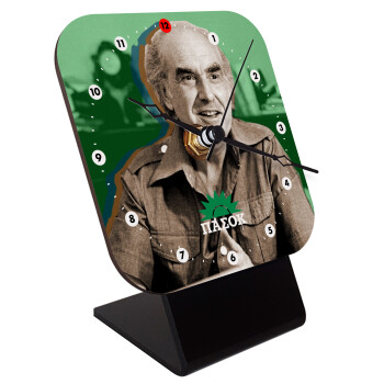 ΠΑΣΟΚ Ανδρέας Παπανδρέου, Επιτραπέζιο ρολόι ξύλινο με δείκτες (10cm)