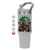 ΓΚΡΙ Travel Tumbler Θερμός με χερούλι και καλαμάκι 890ml