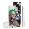 Tumbler ποτήρι θερμό από ανοξείδωτο ατσάλι 600ml, με μεταλλικό καλαμάκι & βούρτσα καθαρισμού
