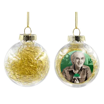ΠΑΣΟΚ Ανδρέας Παπανδρέου, Transparent Christmas tree ball ornament with gold filling 8cm