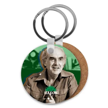 ΠΑΣΟΚ Ανδρέας Παπανδρέου, Μπρελόκ Ξύλινο στρογγυλό MDF Φ5cm