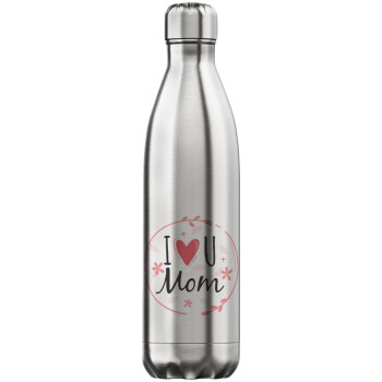 I Love you Mom pink, Μεταλλικό παγούρι θερμός Inox (Stainless steel), διπλού τοιχώματος, 750ml