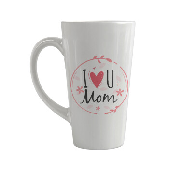I Love you Mom pink, Κούπα κωνική Latte Μεγάλη, κεραμική, 450ml