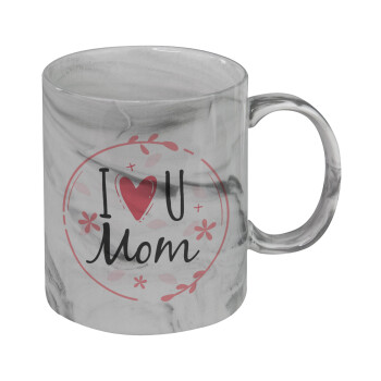 I Love you Mom pink, Mug ceramic marble style, 330ml