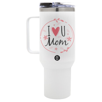 I Love you Mom pink, Mega Stainless steel Tumbler with lid, double wall 1,2L