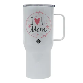 I Love you Mom pink, Mega Stainless steel Tumbler with lid, double wall 750L