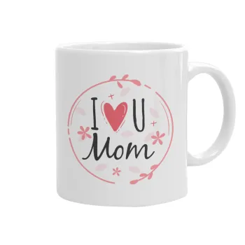 I Love you Mom pink, Κούπα, κεραμική, 330ml