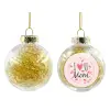 Transparent Christmas tree ball ornament with gold filling 8cm