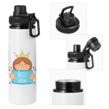 Best mom Princess, Μεταλλικό παγούρι νερού με καπάκι ασφαλείας, αλουμινίου 850ml