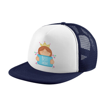 Best mom Princess, Καπέλο Soft Trucker με Δίχτυ Dark Blue/White 