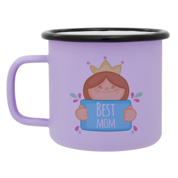 Best mom Princess, Κούπα Μεταλλική εμαγιέ ΜΑΤ Light Pastel Purple 360ml