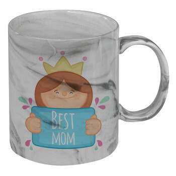 Best mom Princess, Mug ceramic marble style, 330ml