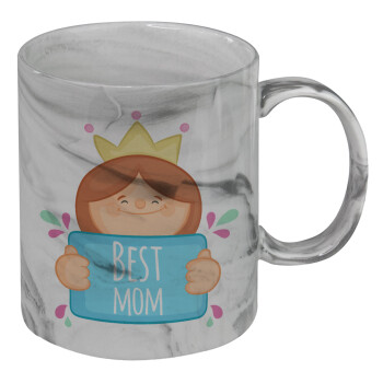 Best mom Princess, Κούπα κεραμική, marble style (μάρμαρο), 330ml