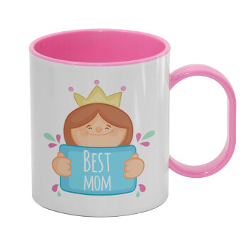 Best mom Princess, Κούπα (πλαστική) (BPA-FREE) Polymer Ροζ για παιδιά, 330ml