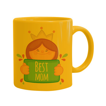 Best mom Princess, Ceramic coffee mug yellow, 330ml (1pcs)
