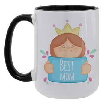 Best mom Princess, Κούπα Mega 15oz, κεραμική Μαύρη, 450ml