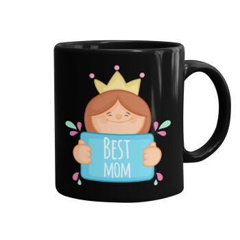 Best mom Princess, Κούπα Μαύρη, κεραμική, 330ml