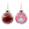 Transparent Christmas tree ball ornament with red filling 8cm
