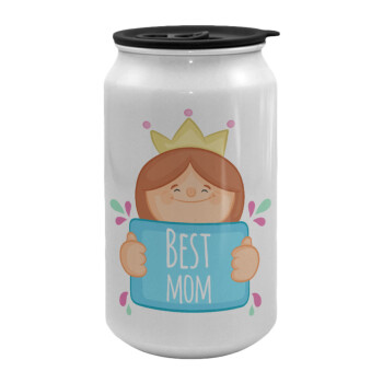 Best mom Princess, Κούπα ταξιδιού μεταλλική με καπάκι (tin-can) 500ml