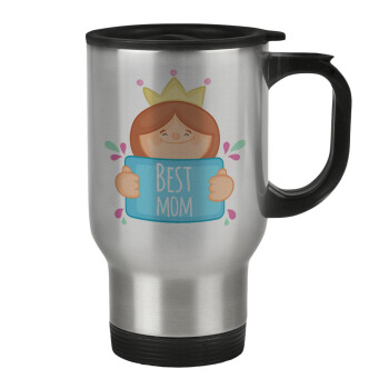 Best mom Princess, Stainless steel travel mug with lid, double wall 450ml