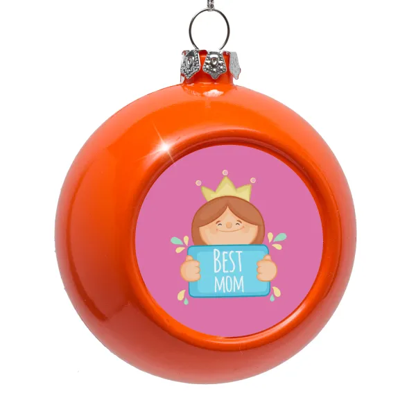 Best mom Princess — Στολίδι Χριστουγεννιάτικη μπάλα δένδρου Πορτοκαλί 8cm