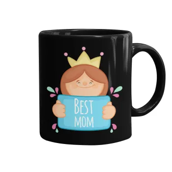 Best mom Princess, Κούπα Μαύρη, κεραμική, 330ml