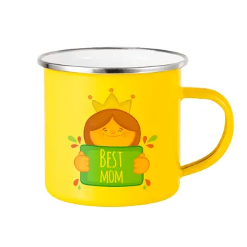 Best mom Princess, Yellow Enamel Metallic Cup 360ml