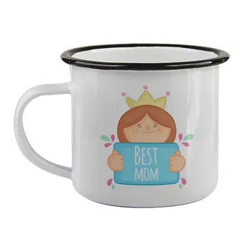 Best mom Princess, Κούπα εμαγιέ με μαύρο χείλος 360ml