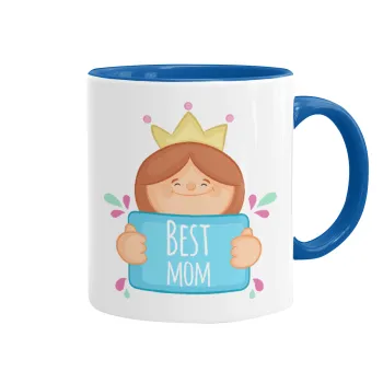 Best mom Princess, Mug colored blue, ceramic, 330ml