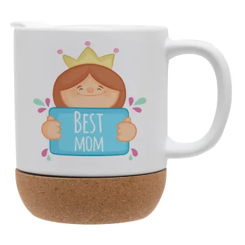Best mom Princess, Κούπα, κεραμική με βάση φελού και καπάκι (ΜΑΤ), 330ml