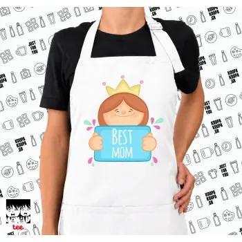 Best mom Princess, Ποδιά μακριά Σεφ ολόσωμη με τσέπες white (ΕΝΗΛΙΚΩΝ)