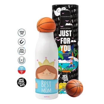 Best mom Princess, Bascetball Metal mug thermos, double wall, 550ml
