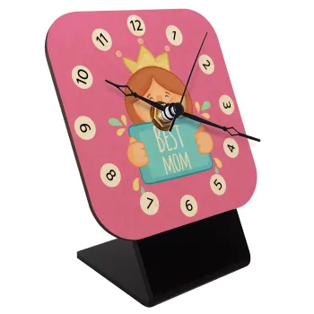 Best mom Princess, Quartz Table clock in natural wood (10cm)