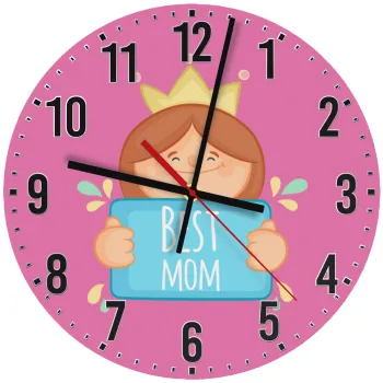 Best mom Princess, Ρολόι τοίχου ξύλινο (30cm)