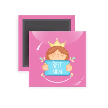 Best mom Princess, Μαγνητάκι ψυγείου τετράγωνο διάστασης 5x5cm