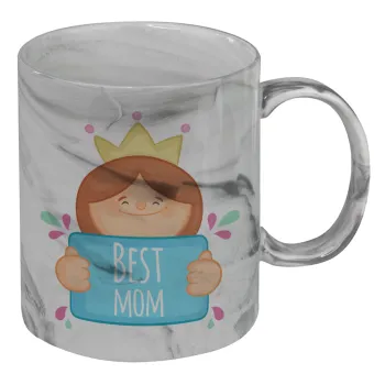 Best mom Princess, Κούπα κεραμική, marble style (μάρμαρο), 330ml