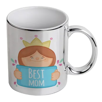 Best mom Princess, Mug ceramic, silver mirror, 330ml