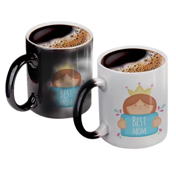 Best mom Princess, Color changing magic Mug, ceramic, 330ml when adding hot liquid inside, the black colour desappears (1 pcs)
