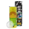 Neon Yellow Travel Tumbler, with metal straw (Stainless steel 304 Food grade, BPA free, 600ml)