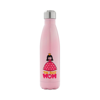 The Best Mom Queen, Metal mug thermos Pink Iridiscent (Stainless steel), double wall, 500ml
