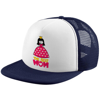 The Best Mom Queen, Καπέλο Soft Trucker με Δίχτυ Dark Blue/White 