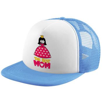 The Best Mom Queen, Καπέλο Soft Trucker με Δίχτυ Γαλάζιο/Λευκό